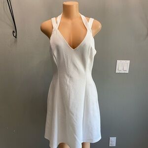 Guess White V-Neck Mini Dress